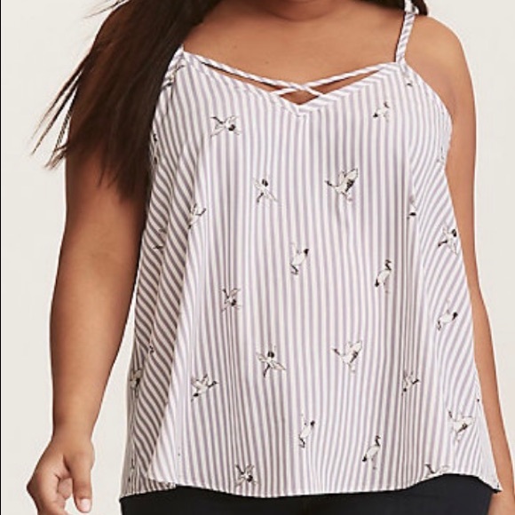 torrid Tops - Nwt grey and white striped crane tank size 3 plus